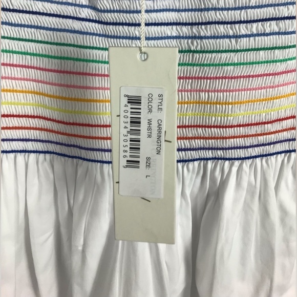 Petersyn Carrington NWT White Ruched Strapless multicolor stripe dress - Picture 3 of 6